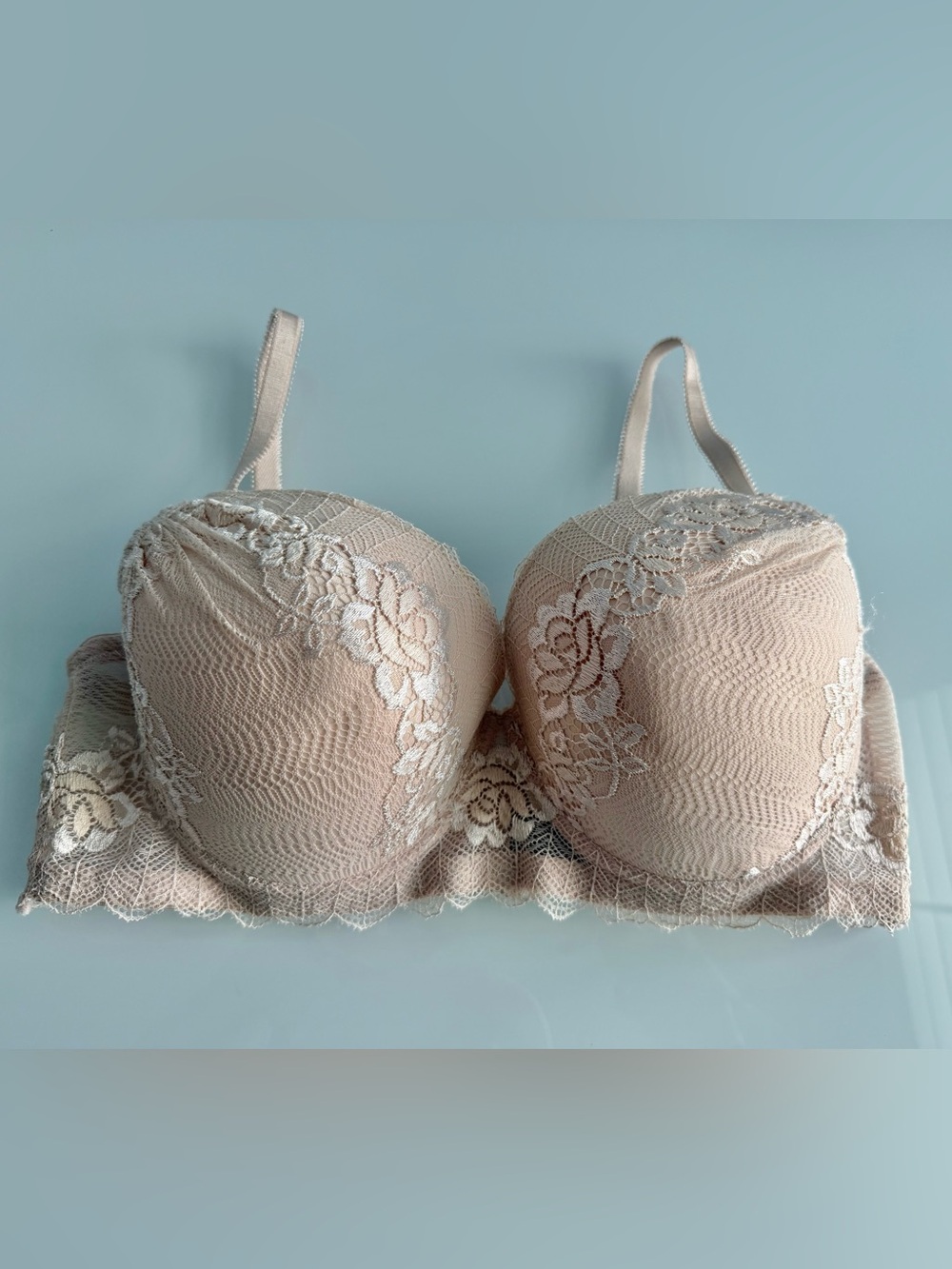 NWOT Rene Rolf Women’s Tan Floral Lace T-Shirt Bra Size 40D